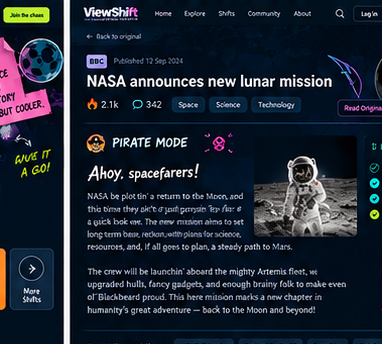 A ViewShift reader with article details